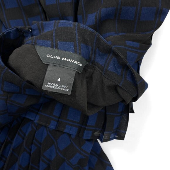 Club Monaco Pleated Tiered Blue Tartan Plaid Maxi Midi Dress Women's Size 4 - Picture 7 of 13